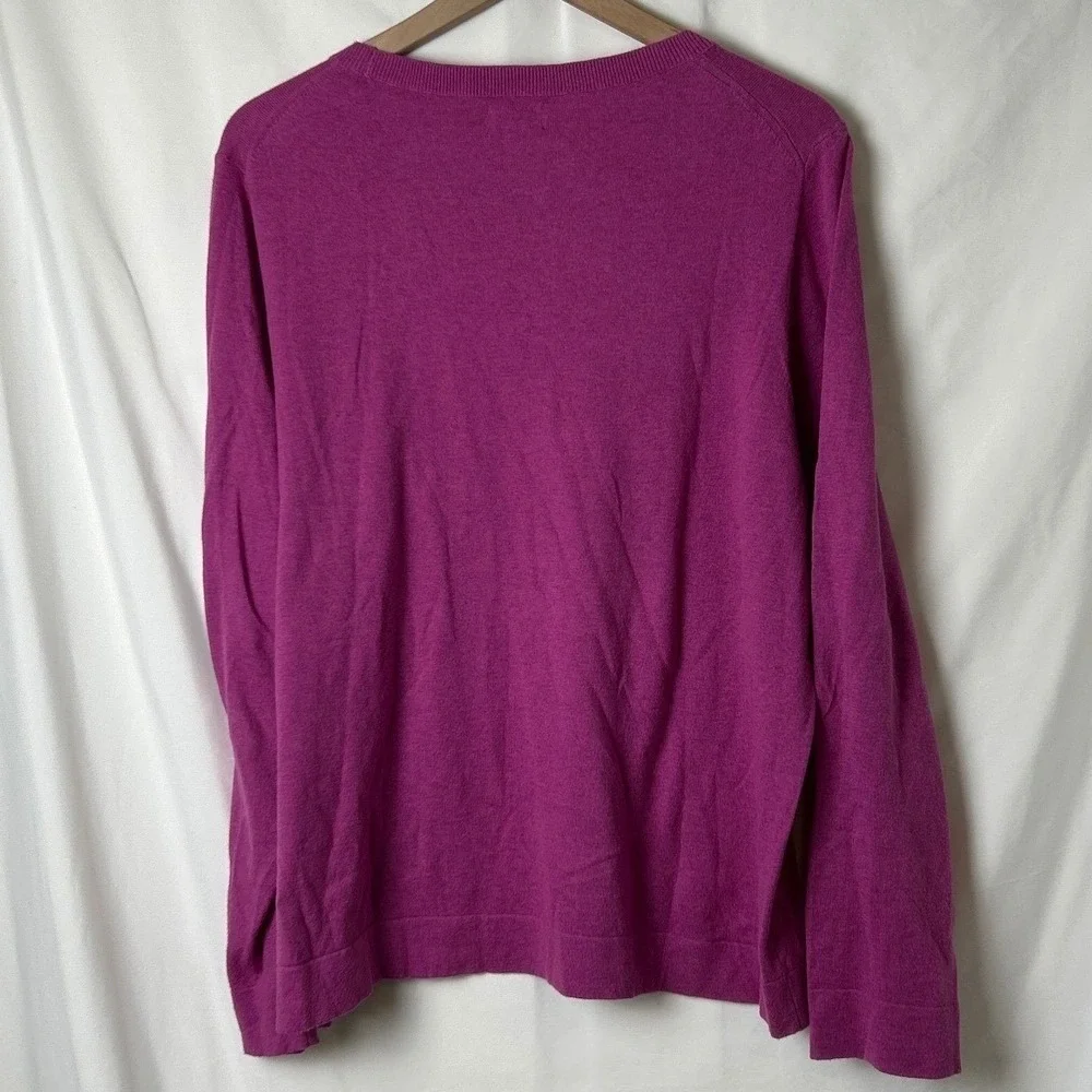 J.Crew Womens Crew Neck Long Sleeve Pullover Teddy Sweater Size 2X Purple Soft